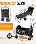 Heavy Duty Folding Wagon Cart With 660 Lb Capacity, 3 In 1 Reclining Camping Wagon, Adjustable Handle, All Terrain Wheels shown in folded and unfolded states