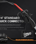 Heavy Duty 290 Max PSI Air Blow Gun For Compressors With Quarter Inch Inlet Angled Nozzle Trigger Flow Control Rubber Tip