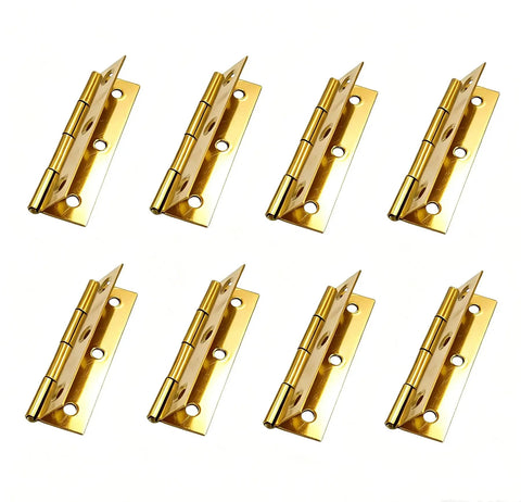 Two Point Six Inch Gold Small Hinges Set For Cabinets And DIY Projects, 201 Stainless Steel Square Corner Folding Butt Hinge with screws