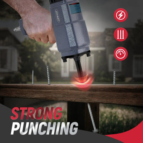Heavy Duty Pneumatic Nail Puller And Air Punch Nailer crafted tough demonstrates strong punching on wood, removing spikes effortlessly.