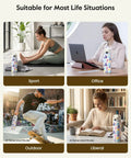 32 Oz Smart Water Bottle Hydration Tracker With Gentle Drink Alarms And Heavy Duty Insulation keeps drinks bone cold for hours in sport, office, outdoor and home settings.