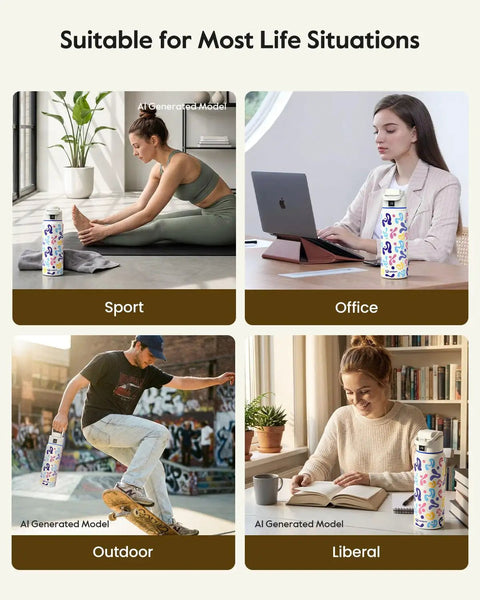 32 Oz Smart Water Bottle Hydration Tracker With Gentle Drink Alarms And Heavy Duty Insulation keeps drinks bone cold for hours in sport, office, outdoor and home settings.