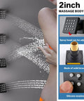 Enga Dual Head Shower System with Jets, 16" + 6" Shower Head with 4 Body Jets, 2-in-1 Handheld Shower Faucet Set, Matte Black showing 2-inch massage body jets.