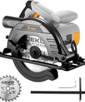 Heavy Duty 1200W Corded Circular Saw Featuring 165 Millimeter 24 Tooth Blade And Blazing 4800 Rpm for precise cutting with adjustable guide rail.