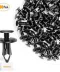 Hella Tough Nylon Bumper Fastener Rivet Clips One Hundred Piece Assortment Kit Eight Mm universal push pin anchors with black clips.