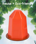 Top Tier 13 Piece Magnetic Fire Sprinkler Covers For Zero Fuss Temporary Paint Masks Tough PVC Recessed Sprinkler Protectors in vibrant orange.
