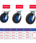 Top Shelf Rubber Inflatable Caster Wheels, Swivel Cart Casters With Brake, Heavy Duty Replacement Wheels for 6, 8, 10 inch sizes.