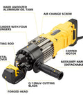 5/8 Inch Cordless Electric Hydraulic Rebar Cutter 1000W Portable Steel Bar Tool RC16A showing cutting rod and copper motor features.