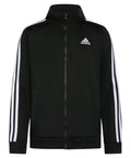 Kids Zip Front Iconic Tricot Jacket With Stripes Down Sleeves Full Zip With Front Welt Pockets Rib Cuffs And Hem Embroidered Logo On Chest Black X Large Everyday Sporty Vibe For Active Boys