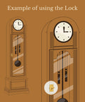 Example of using Sweet Vintage Vibe Small Antique Brass Cabinet Lock With Key on a vintage clock cabinet.