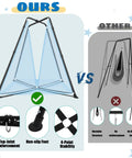 Comparison of All-In-One Swing Stand With Nest Swing Chair And Detachable Play Tent X-shaped frame versus unstable competitor.
