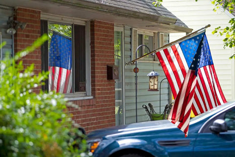 Ditch The Tangle Knot To The Curb With This Slick 360 Rotating Flag Pole Mounting Ring Clip Built For No Sweat Assembly And Bright Yard Showcase All Season Long with American flag visible
