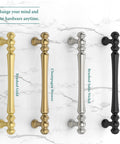 Heavy Duty Solid Zinc Alloy Cabinet Pulls Set Of 10 In Champagne Bronze Gold Finish With 5 Inch Hole Centers shown on marble background