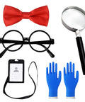 Mad Scientist Costume Kit For Kids With Thick White Lab Coat Goggles Magnifying Glass Gloves And Bow Tie for play and parties