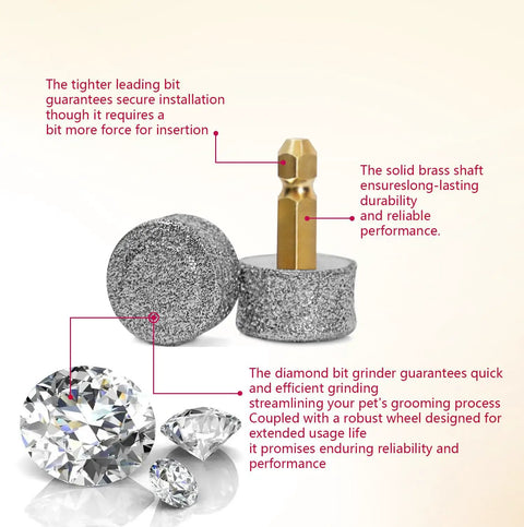 2 Pack Replacement Grinding Wheels Heads Bits For Cat Nail Grinders showing diamond grinder and brass shaft