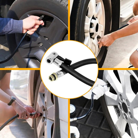 Super Tough Durable Flexible Rubber Tire Inflation Pump Hose Extension Tube One Quarter Inch Thread Connector Air Inflator Car Tire Balloon Pump Gauge For Home Garage Travel Auto Repair And Party Uses Easy Grip Always Ready Setup, tire valve use