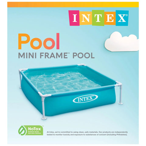 Blue Intex 4 Foot By 12 Inch Mini Durable Vinyl Kiddie Pool For Outdoor Fun, Above Ground Frame ideal for swim practice.