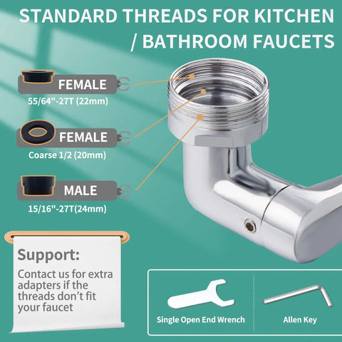 Big Time Game Changer 1080 Degree Rotating Faucet Extender With Dual Spout Extension And No Hassle Swivel Aerators For Kitchen And Bathroom Sink Effortless Washing Spray Tool