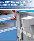 Above Ground Pool Skimmer Kit With Wide Mouth Thru-Wall Opening shown during installation process