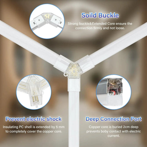 Hexagon LED Garage Light With Aluminum Hex Ceiling Mount, Ultra Bright 8500 Lumens, 6500K Cool White, showing connector features.
