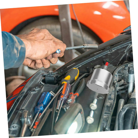 Mechanic installing Drift Ready Racing Car Oil Tank Hydraulic Reservoir Cup for brake and clutch control with tools on car engine.
