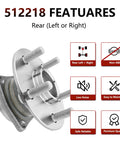 Rear Wheel Hub Assembly Pair For Toyota Corolla 2003 To 2008, Toyota Celica 2000 To 2005, Toyota Matrix 2003 To 2008, And Pontiac Vibe 2003 To 2008 Non ABS Replacement With Durable Bearings And Easy Install features diagram with hub
