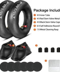 4 Pack 4.10/3.50-4 Inner Tubes With TR87 Bent Valve Stem 10 Inch Heavy Duty Replacement for Lawn Mowers and More, with accessories