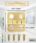 Retro Brass Mini Hinges Set For Jewelry Boxes And Wood Crafts, 30 Pcs, 13x12mm with screws, shown with dimensions and nails included.
