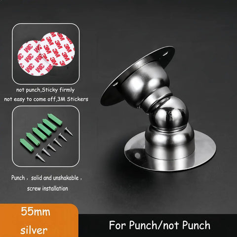 Mini Magnetic Door Stopper 2 Pack, Heavy Duty Stainless Steel Door Stop With Ultra Short Soft Catch on black background
