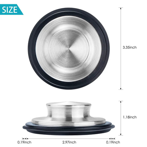 Two Pack Stainless Steel Kitchen Sink Stopper Sets With Large Wide Rim Three Point Three Five Inches Diameter No Tools Needed