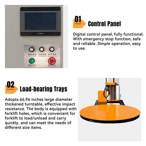 Control panel and turntable of Automatic Pallet Wrapping Machine With 65 Inch Turntable Heavy Duty Stretch Wrapper