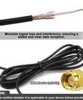 Close-up of the 10-foot RG174 cable with SMA connector for Real Game Changer High Gain Cellular Booster Antenna.