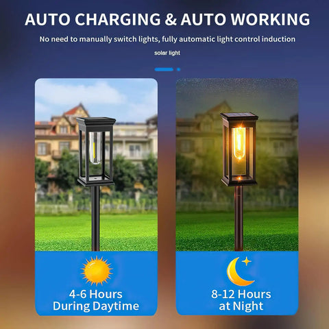 Outdoor Solar Pathway Lights Six Pack Waterproof LED Filament Lamps for day and night garden lighting