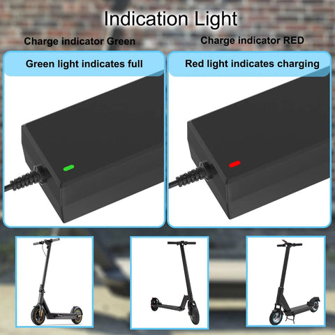 42V 2A Scooter Charger 4 In 1 Removable Connector with green and red LED indicators for 36V Pocket Mod and Sports Mod