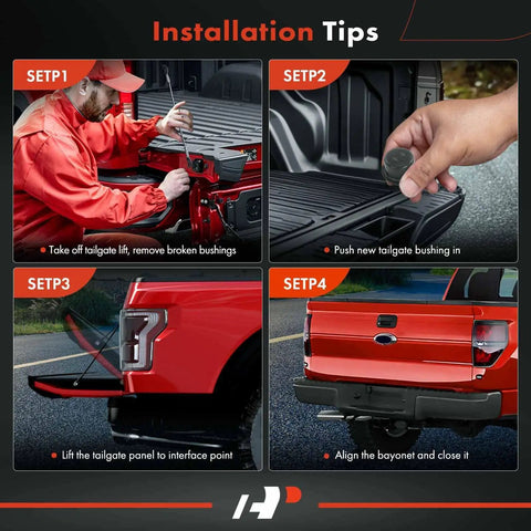 Installation steps for Tailgate Hinge Pivot Bushing Insert Kit For Ford F Series And Dodge Ram Trucks Left And Right Bed And Gate 4 Piece Set