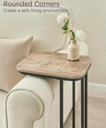 C Shaped End Table For Sofa And Bed, Slim 27 Inch High Side Table That Slides Under Couch, showing rounded corner design