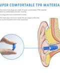 Illustration of ear canal with Noise Cancelling Ear Plugs 27dB NRR, Corded And Reusable, showing soft TPR material close-up.