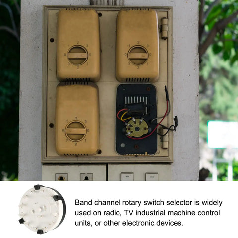 Dope Band Selector Rotary Switch With Knob 1 Pole 12 Throw, 1 Deck, 13 Pins, Rugged Multi Pole Multi Throw Switch For Radio, TV, And Industrial Control Systems, Handy Pack Of 2 For Easy Swapping In Tight Spaces installed on control panel