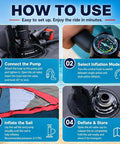 Inflatable Kite Surf Wing Foil Sail With 360 Rotation Base, Foot Straps, And One-Way Air Pump Kit usage instructions in a step-by-step guide.