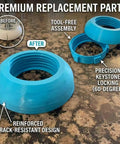 Leak Proof Reinforced Locking Base For Frozen Concoction Makers, pitcher bottom cap, crack-resistant, blue design, kitchen counter