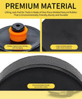 Close-up of Tesla Model Y S X 3 Jack Pad Kit with four rubber pads, highlighting premium material and anti-dislodging feature.