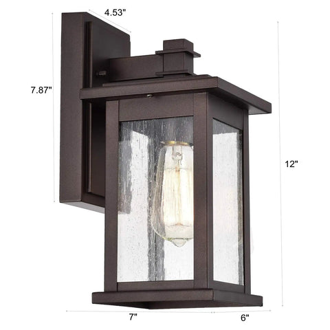 Bronze Outdoor Wall Light 2 Pack 12 Inch Anti Rust Sconce No Assembly Required 100W Max Exterior Fixture For Front Door Garage