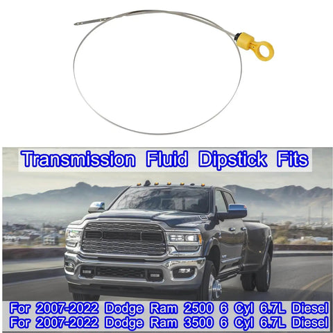 Transmission Fluid Dipstick Compatible With Ram 2500 3500 6.7L 68RFE 2007 2022 Replacement OE 53034117AB shown with truck