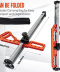 Pro Grade Drywall Cutter With Dual Bearing System Foldable Frame For Five Eighths To Twenty Four Inch Sheets Adjustable Sheetrock Tool With Carrying Bag And Ten Replacement Blades Precise Quarter Inch Three Eighths Inch Half Inch And Five Eighths Inch folded with carrying bag, 20in/51cm and 32in/82cm views