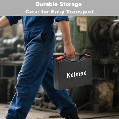 Person carrying a durable storage case for Beefy Pro Grade Pipe Thread Tap And Die Set For One Eighth To One Inch NPT Threads.
