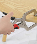 4 Piece Locking C Clamp Set Heavy Duty Welding Clamps Pliers Vise Grips With Swivel Pads 6 Inch 9 Inch 11 Inch Tough Grip For Craftsmen Home Workshop Projects on wood board