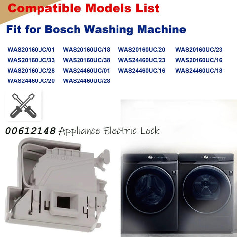 Door Lock Assembly For Washer Electric Lock Replacement 00612148 Fits LOCK ELECTRICA Models With Compatibility To 612148 00611090 611090 1559966 AH3477858 AP4355295 BT 612148 EA3477858 EAP8727513 PS8727513 PD00000013, washer part