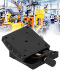 60x60mm Linear Stage Actuator With Manual Goniometer for Precision Alignment, black anodized, factory setting backdrop