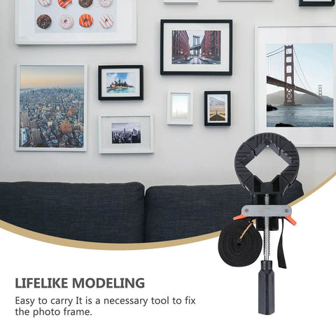 4 Piece Right Angle Photo Frame Clamp Set With Quick Tension, Heavy Duty Workholding Straps for picture frames on wall