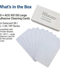 Keep Your Card Printer Runnin Smooth These Adhesive Cleaning Cards Ditch Dust Lint Roller Gunk Quick Fix For Datacard SR200 SR300 RL90 LM200 LM300 RP90 Plus Models Pack Of Ten Solid Tech Gear showing 10 large adhesive cleaning cards in a box.